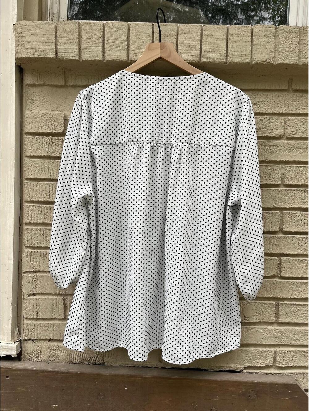 Boutique Savanna Jane 1X Embroidered Polka Dot Floral Blouse Rose Peony Boho - Picture 3 of 3